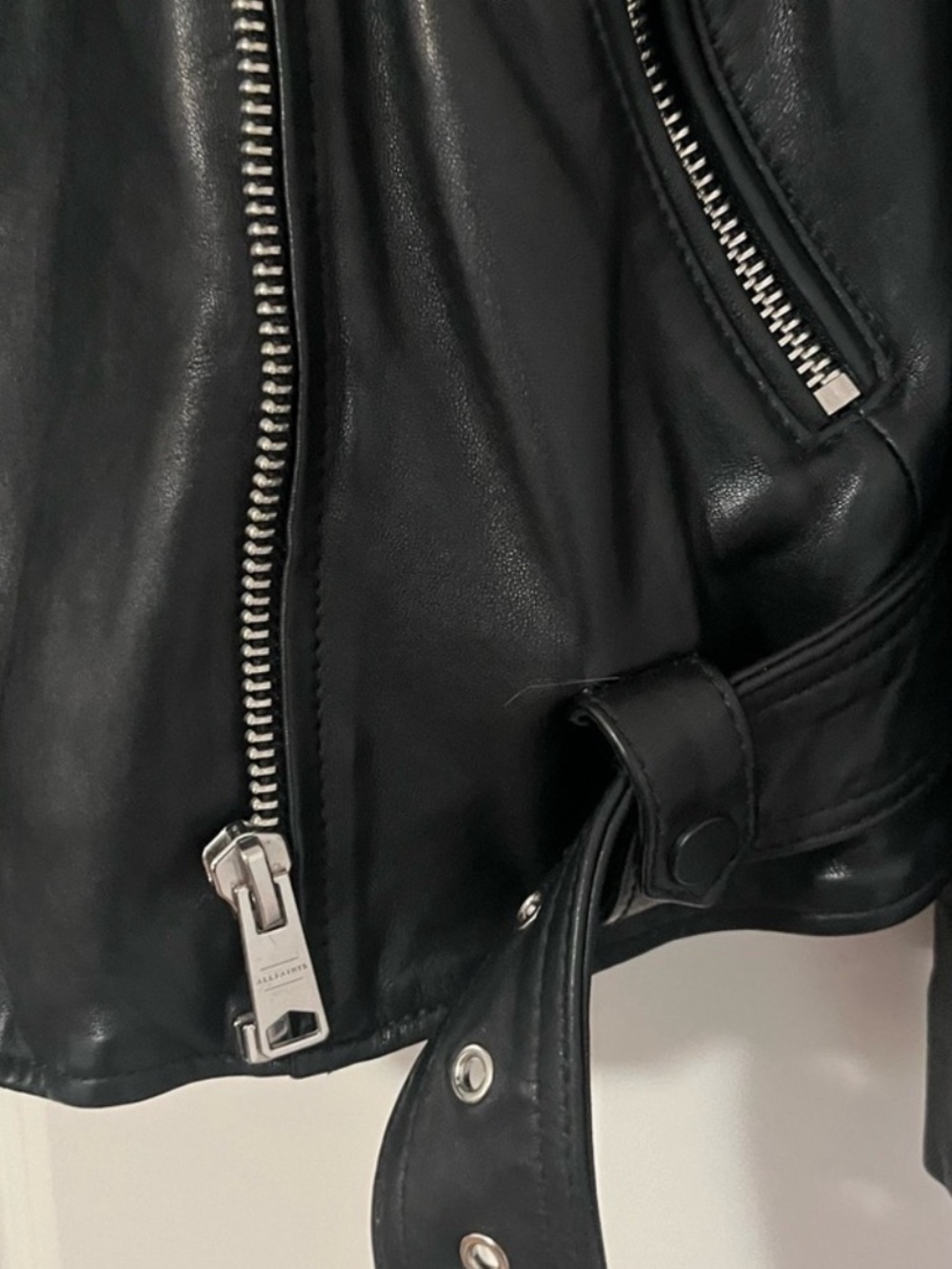 AllSaints Black Leather Biker Jacket 2 in 1 - Picture 13 of 14